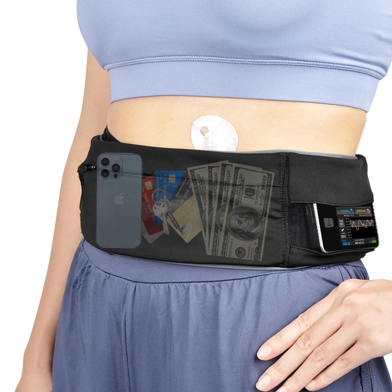 Insulin Pump Belt with Adjustable Waistband, Breathable & Skin-Friendly Diabetic Pump Holder, Large Capacity Pouch for Sleeping/Sports, Comfortable No-Buckle Design for Adult - M(24" - 37")